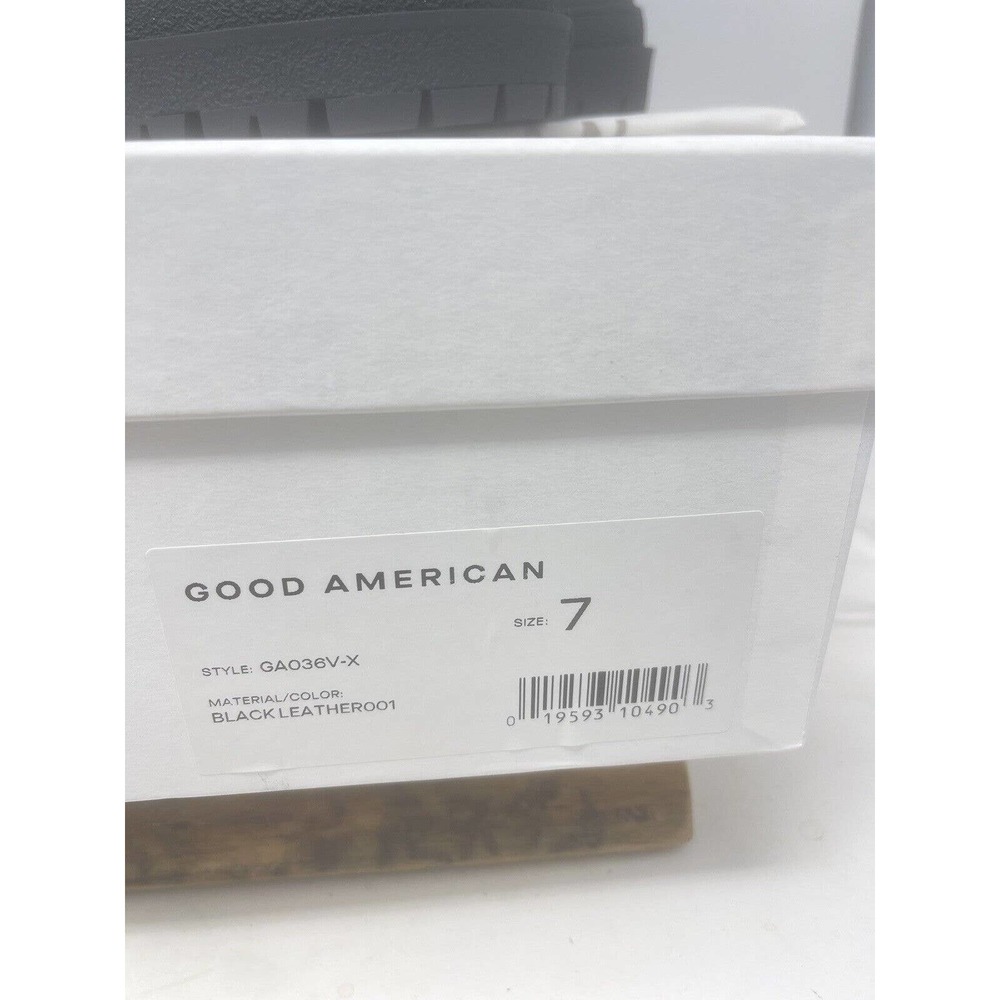 Good American Combat Boot Black Leather Lined Lug Sole Platform Sz 7-NWOB - Picture 2 of 8